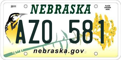 NE license plate AZO581