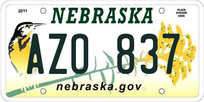 NE license plate AZO837