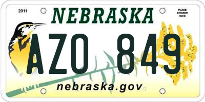 NE license plate AZO849