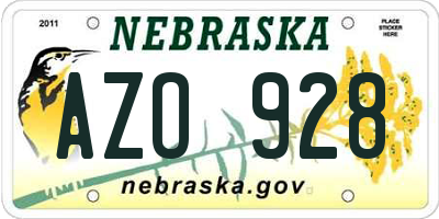 NE license plate AZO928
