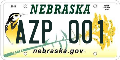 NE license plate AZP001