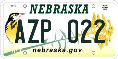 NE license plate AZP022