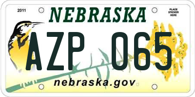 NE license plate AZP065