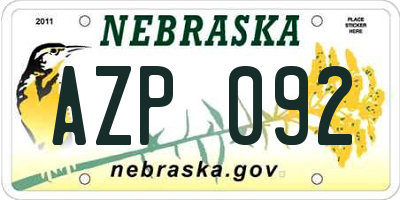 NE license plate AZP092