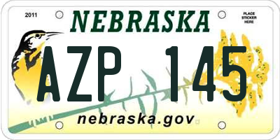 NE license plate AZP145