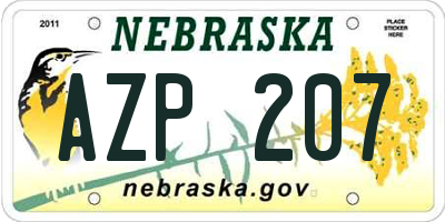 NE license plate AZP207