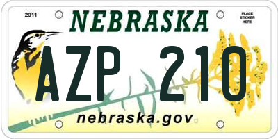 NE license plate AZP210