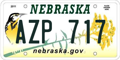NE license plate AZP717