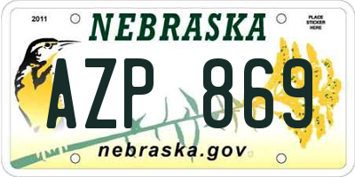 NE license plate AZP869