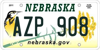 NE license plate AZP908