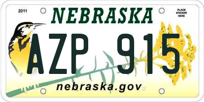 NE license plate AZP915