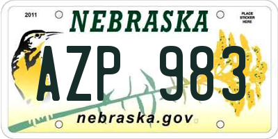 NE license plate AZP983