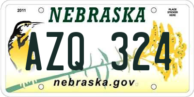 NE license plate AZQ324