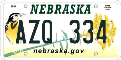 NE license plate AZQ334