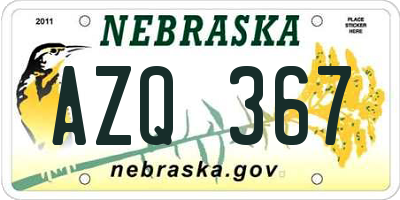 NE license plate AZQ367