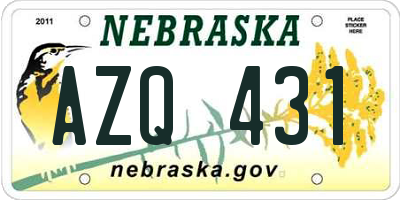 NE license plate AZQ431