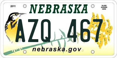 NE license plate AZQ467