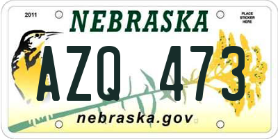 NE license plate AZQ473