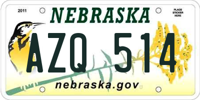NE license plate AZQ514