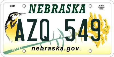 NE license plate AZQ549