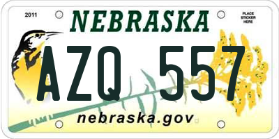 NE license plate AZQ557