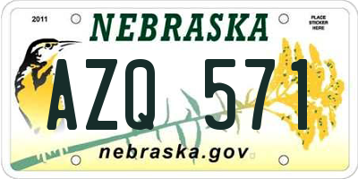 NE license plate AZQ571