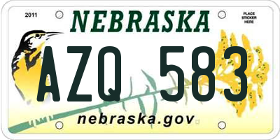 NE license plate AZQ583