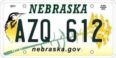 NE license plate AZQ612
