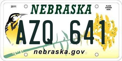 NE license plate AZQ641