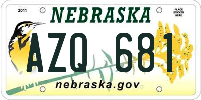 NE license plate AZQ681