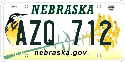 NE license plate AZQ712