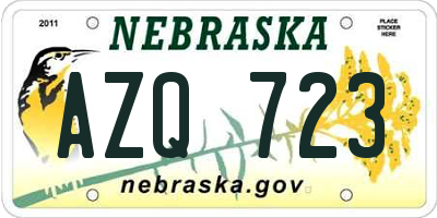 NE license plate AZQ723