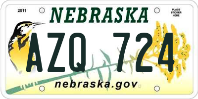 NE license plate AZQ724