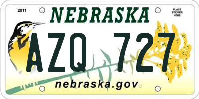 NE license plate AZQ727