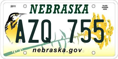 NE license plate AZQ755