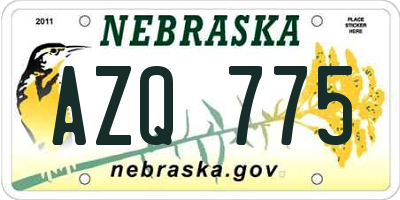 NE license plate AZQ775