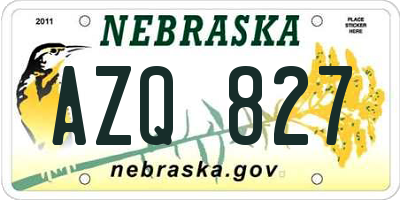 NE license plate AZQ827