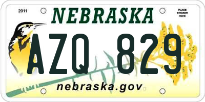 NE license plate AZQ829