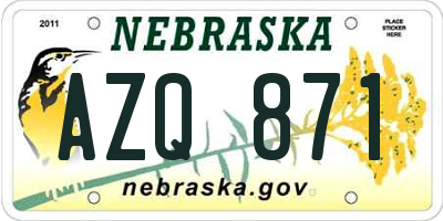 NE license plate AZQ871