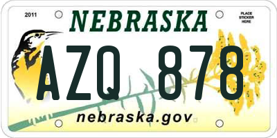 NE license plate AZQ878
