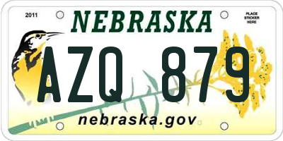 NE license plate AZQ879