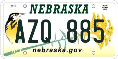 NE license plate AZQ885