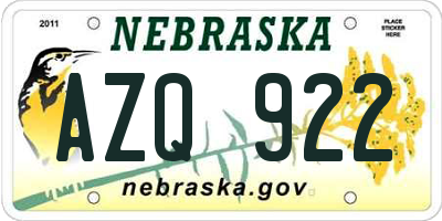 NE license plate AZQ922
