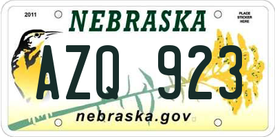 NE license plate AZQ923
