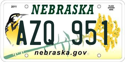NE license plate AZQ951