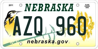NE license plate AZQ960