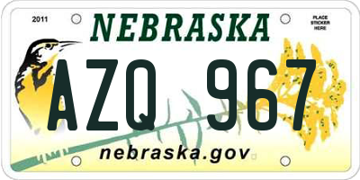 NE license plate AZQ967