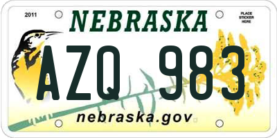 NE license plate AZQ983