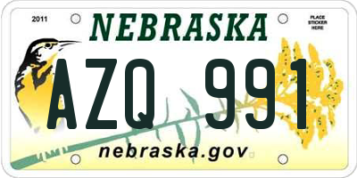 NE license plate AZQ991