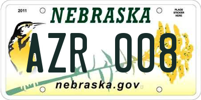 NE license plate AZR008